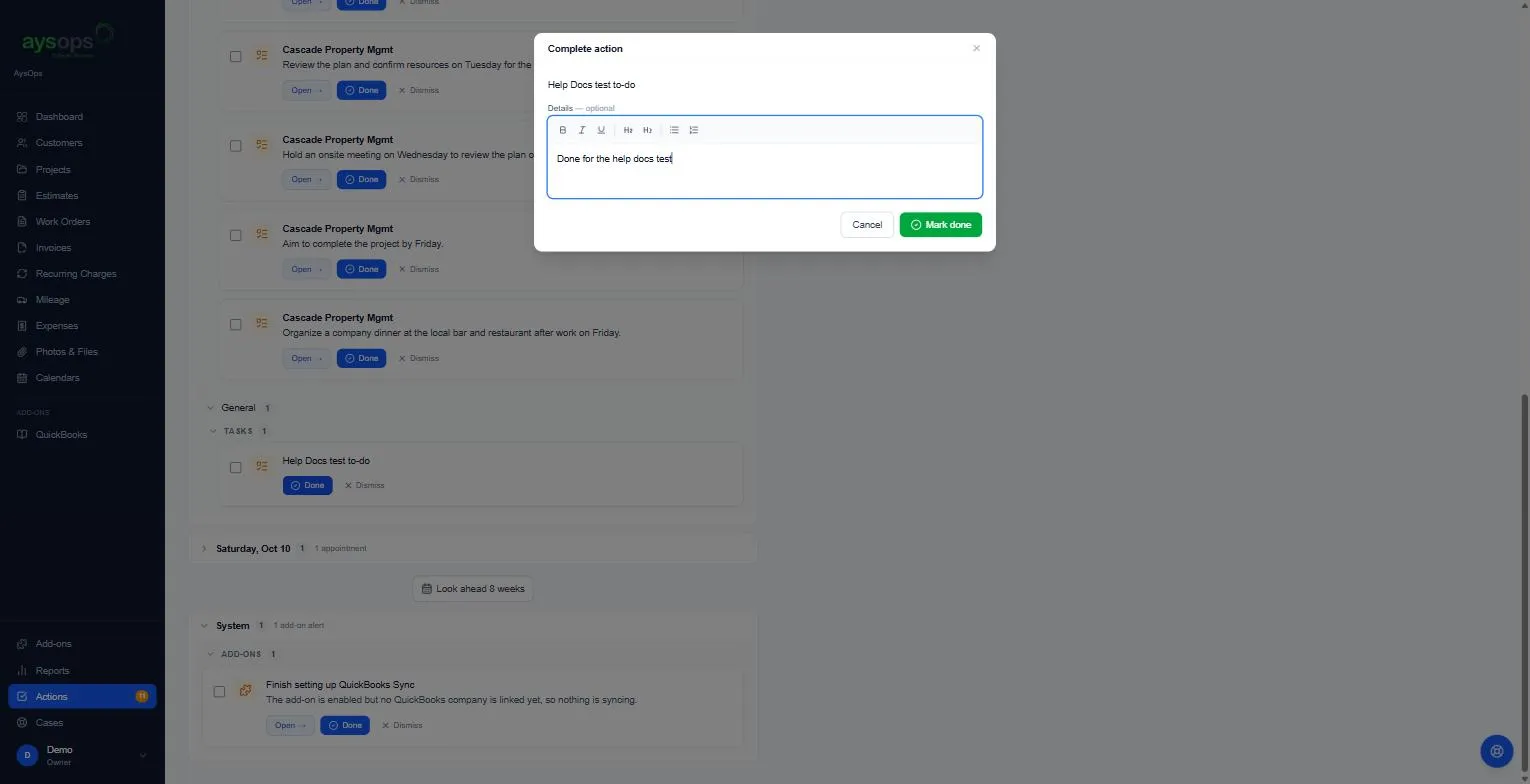 Completing a to-do