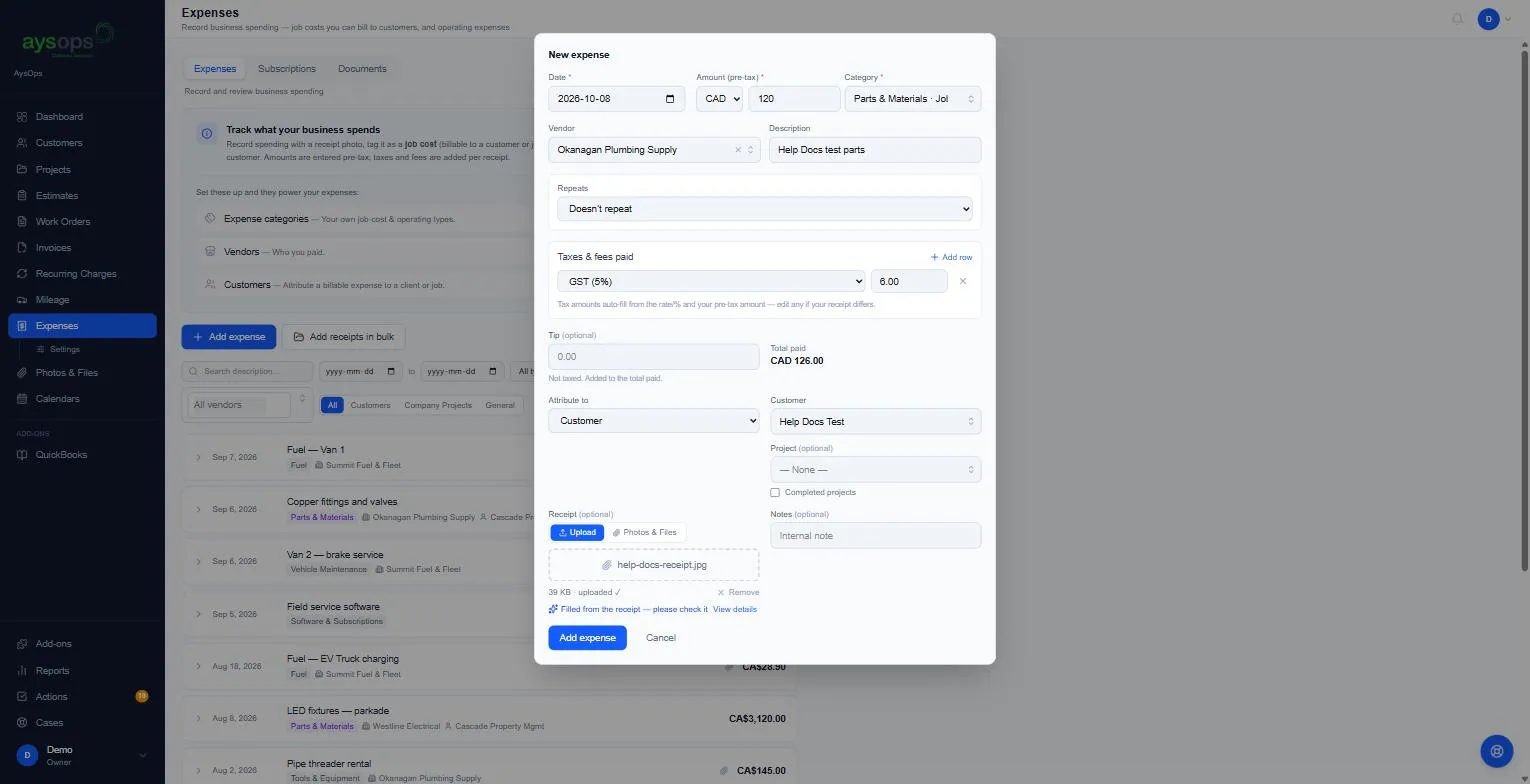 The New expense form