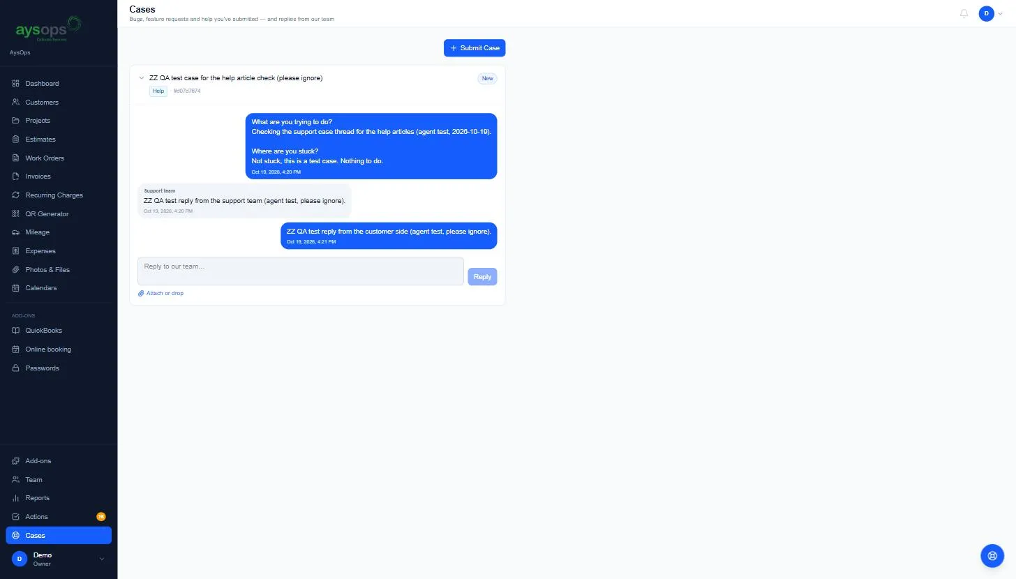 The Cases page