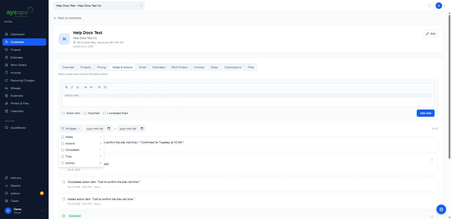 Filtering by type
