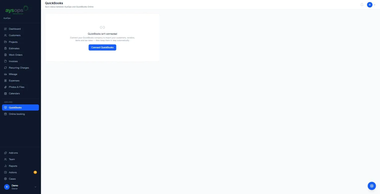 QuickBooks before connecting