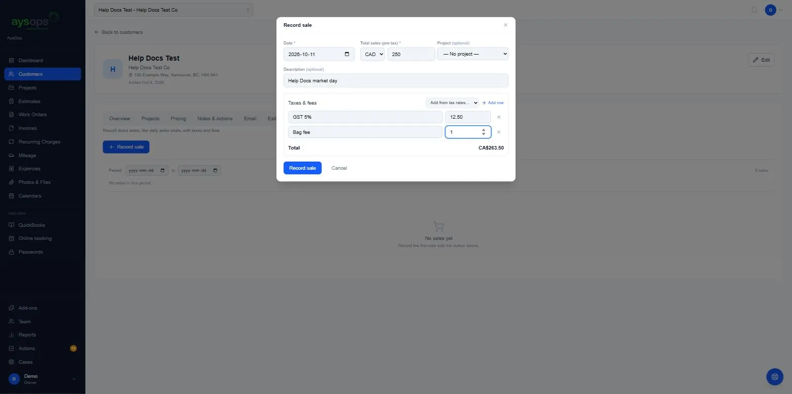 Recording a sale with GST and a fee