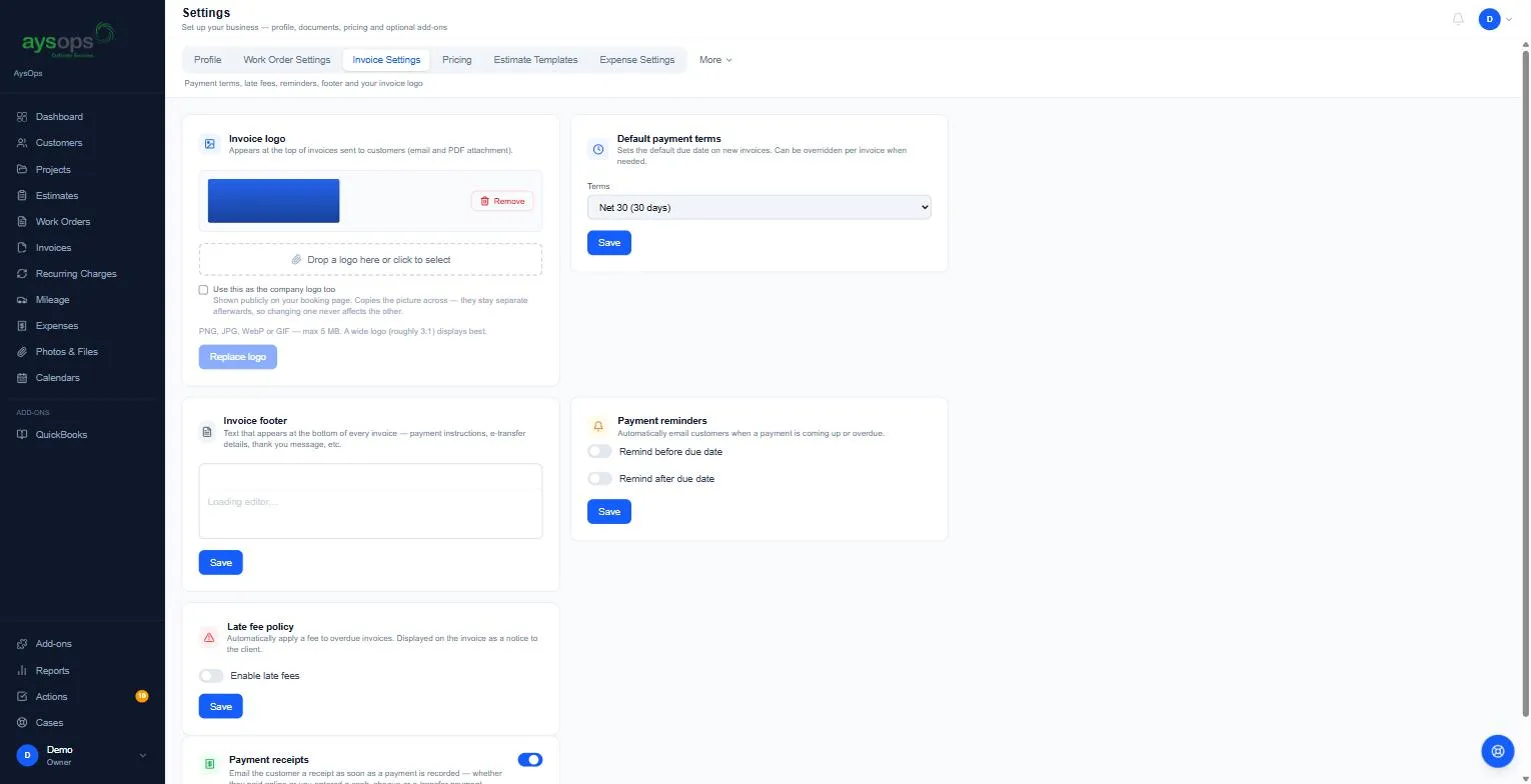 Invoice Settings