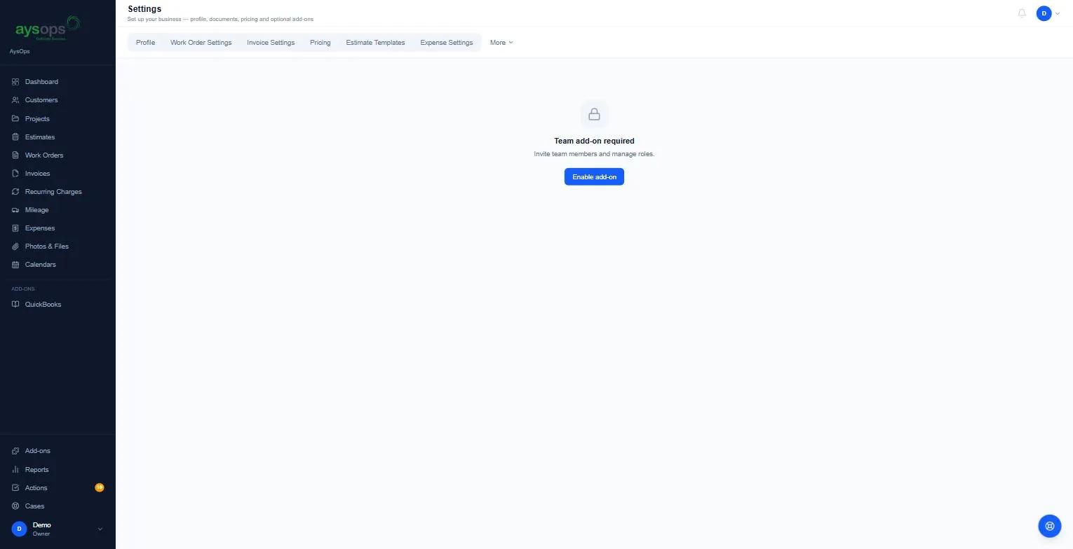 Team add-on required