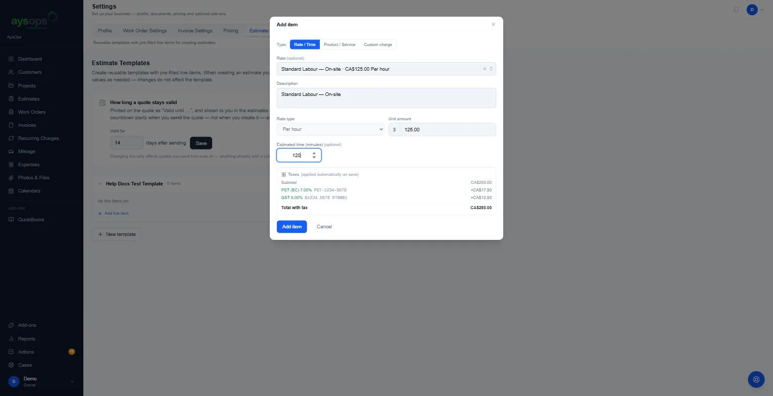 Adding a line to a template