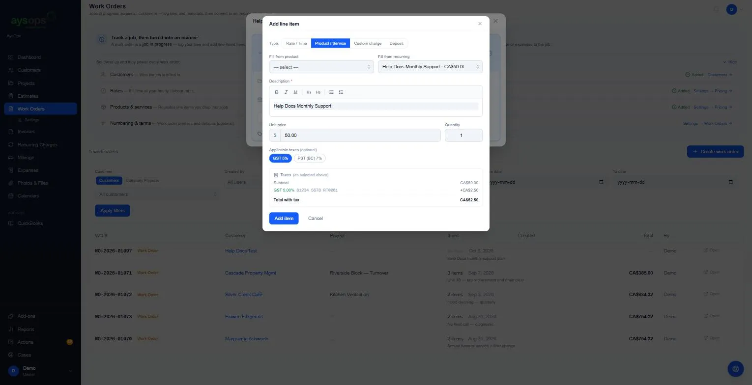 Fill from recurring