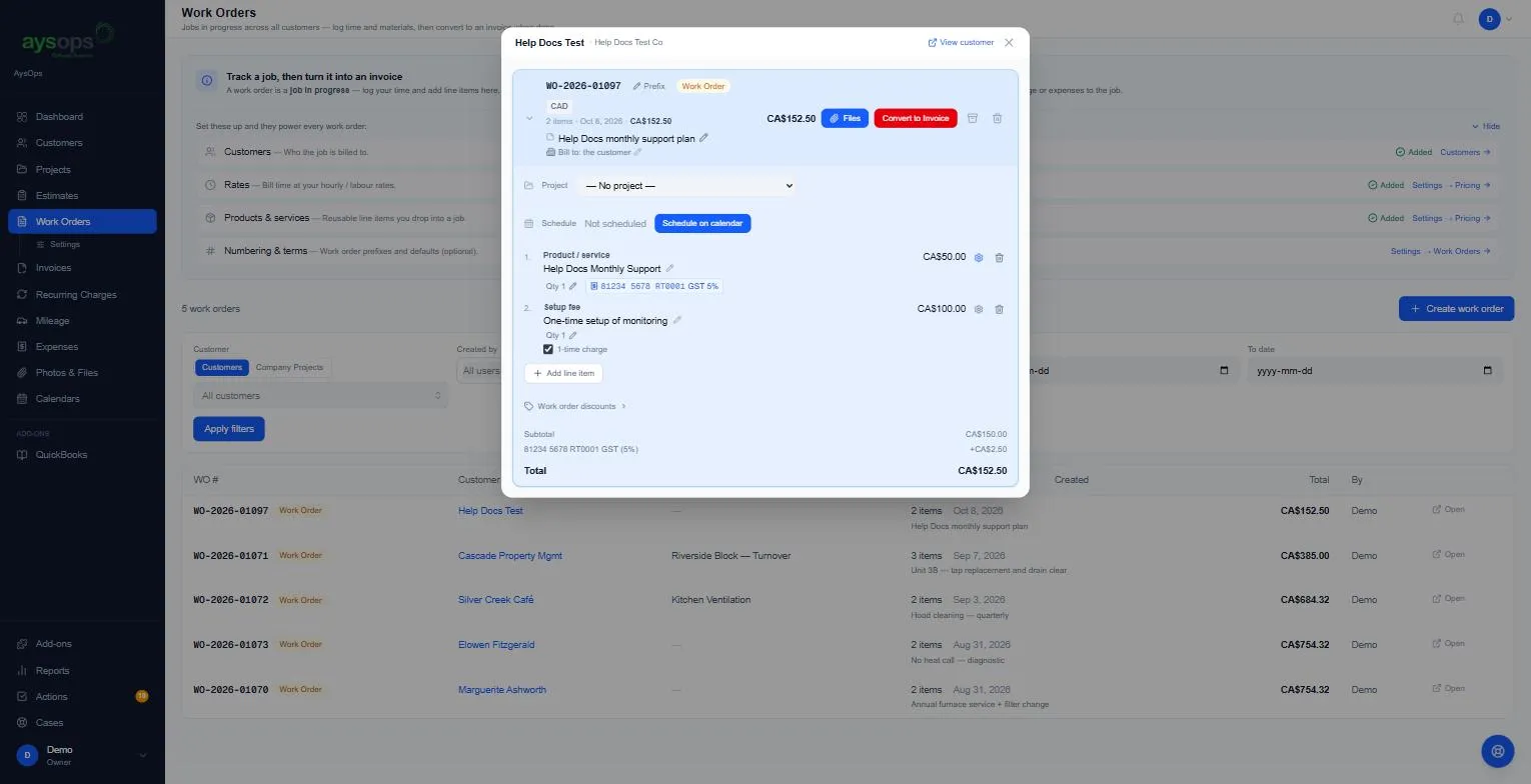 A setup fee ticked as a 1-time charge